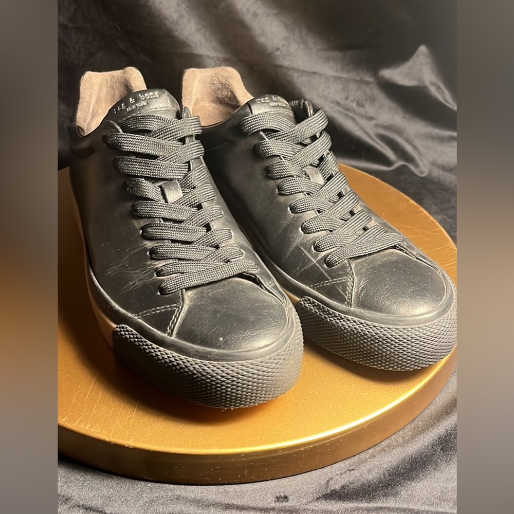 Rag & bone Embossed Leather Casual Sneakers Black US 8 EU41